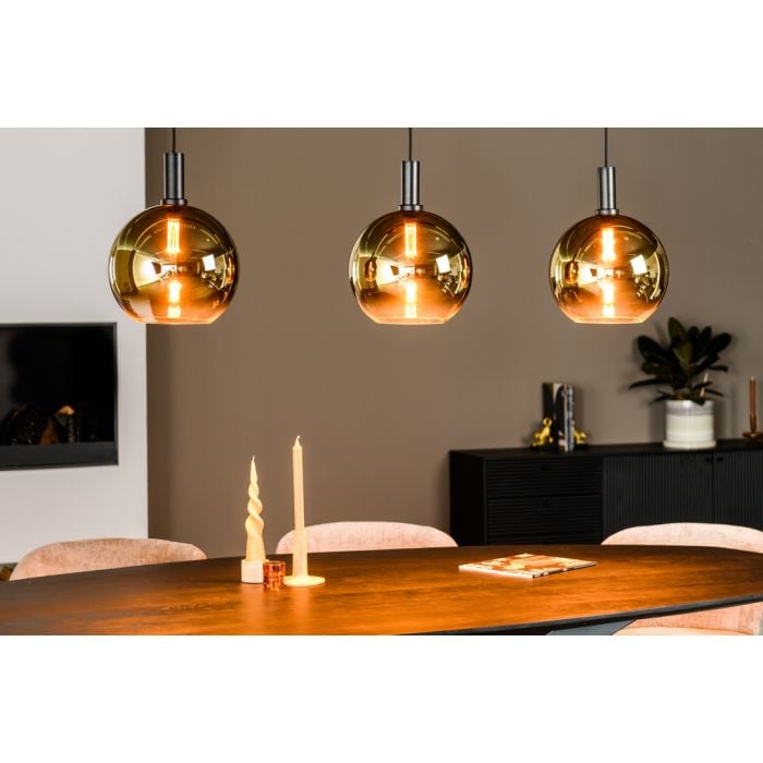 Hanglamp goud glas 3 lichts